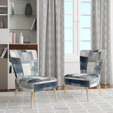 Cubist Dreams Watercolor In Faded Retro Navy Blue - Modern Accent Slipper Chair