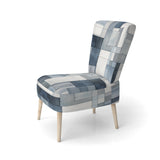 Cubist Dreams Watercolor In Faded Retro Navy Blue - Modern Accent Slipper Chair