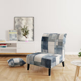 Cubist Dreams Watercolor In Faded Retro Navy Blue - Modern Accent Slipper Chair