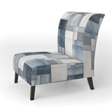 Cubist Dreams Watercolor In Faded Retro Navy Blue - Modern Accent Slipper Chair