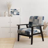 Cubist Dreams Watercolor In Faded Retro Navy Blue - Modern Accent Slipper Chair