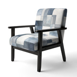 Cubist Dreams Watercolor In Faded Retro Navy Blue - Modern Accent Slipper Chair