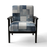 Cubist Dreams Watercolor In Faded Retro Navy Blue - Modern Accent Slipper Chair