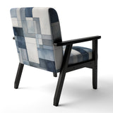 Cubist Dreams Watercolor In Faded Retro Navy Blue - Modern Accent Slipper Chair