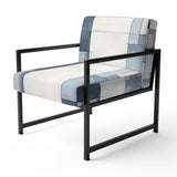 Cubist Dreams Watercolor In Faded Retro Navy Blue - Modern Accent Slipper Chair