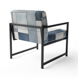 Cubist Dreams Watercolor In Faded Retro Navy Blue - Modern Accent Slipper Chair