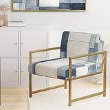 Cubist Dreams Watercolor In Faded Retro Navy Blue - Modern Accent Slipper Chair