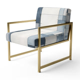 Cubist Dreams Watercolor In Faded Retro Navy Blue - Modern Accent Slipper Chair
