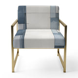 Cubist Dreams Watercolor In Faded Retro Navy Blue - Modern Accent Slipper Chair