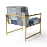 Cubist Dreams Watercolor In Faded Retro Navy Blue - Modern Accent Slipper Chair