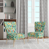 Autumn Is Coming Retro Leaves In Blue And Red - Upholstered Modern Accent Chairs