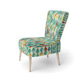 Autumn Is Coming Retro Leaves In Blue And Red - Upholstered Modern Accent Chairs