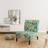 Autumn Is Coming Retro Leaves In Blue And Red - Upholstered Modern Accent Chairs