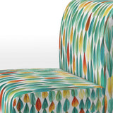 Autumn Is Coming Retro Leaves In Blue And Red - Upholstered Modern Accent Chairs