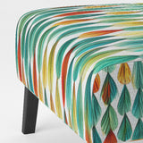 Autumn Is Coming Retro Leaves In Blue And Red - Upholstered Modern Accent Chairs