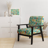 Autumn Is Coming Retro Leaves In Blue And Red - Upholstered Modern Accent Chairs