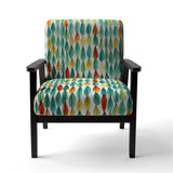 Autumn Is Coming Retro Leaves In Blue And Red - Upholstered Modern Accent Chairs