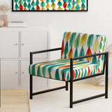 Autumn Is Coming Retro Leaves In Blue And Red - Upholstered Modern Accent Chairs