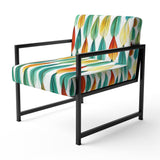 Autumn Is Coming Retro Leaves In Blue And Red - Upholstered Modern Accent Chairs