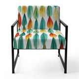 Autumn Is Coming Retro Leaves In Blue And Red - Upholstered Modern Accent Chairs