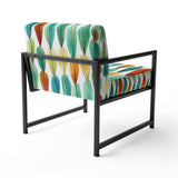 Autumn Is Coming Retro Leaves In Blue And Red - Upholstered Modern Accent Chairs