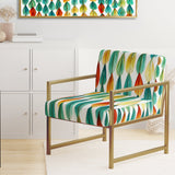 Autumn Is Coming Retro Leaves In Blue And Red - Upholstered Modern Accent Chairs