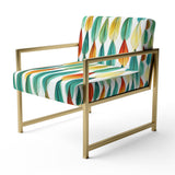 Autumn Is Coming Retro Leaves In Blue And Red - Upholstered Modern Accent Chairs