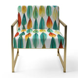Autumn Is Coming Retro Leaves In Blue And Red - Upholstered Modern Accent Chairs