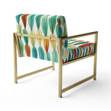 Autumn Is Coming Retro Leaves In Blue And Red - Upholstered Modern Accent Chairs