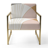 Geometry of Serenity In Pink Vintage Gold - Modern Arm Chair