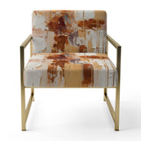 Sudden Blossoming In Vintage Gold - Upholstered Modern Accent Chairs