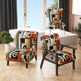 New Order Abstract Vintage Geometric in Retro Red - Modern Arm Chair