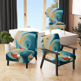Contemplating Divinity Turquoise Retro - Modern Accent Slipper Chair