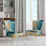 Contemplating Divinity Turquoise Retro - Modern Accent Slipper Chair