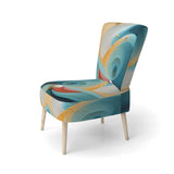 Contemplating Divinity Turquoise Retro - Modern Accent Slipper Chair