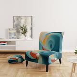 Contemplating Divinity Turquoise Retro - Modern Accent Slipper Chair