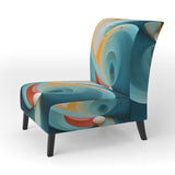Contemplating Divinity Turquoise Retro - Modern Accent Slipper Chair