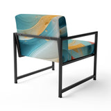 Contemplating Divinity Turquoise Retro - Modern Accent Slipper Chair
