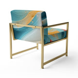 Contemplating Divinity Turquoise Retro - Modern Accent Slipper Chair