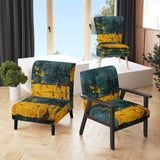Ukraine Revisted Distressed Yellow On Teal - Modern Accent Slipper Chair