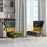 Ukraine Revisted Distressed Yellow On Teal - Modern Accent Slipper Chair