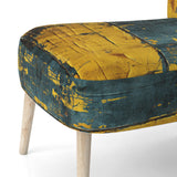 Ukraine Revisted Distressed Yellow On Teal - Modern Accent Slipper Chair
