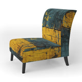 Ukraine Revisted Distressed Yellow On Teal - Modern Accent Slipper Chair