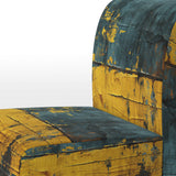 Ukraine Revisted Distressed Yellow On Teal - Modern Accent Slipper Chair