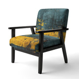 Ukraine Revisted Distressed Yellow On Teal - Modern Accent Slipper Chair