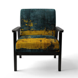 Ukraine Revisted Distressed Yellow On Teal - Modern Accent Slipper Chair
