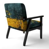 Ukraine Revisted Distressed Yellow On Teal - Modern Accent Slipper Chair