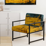 Ukraine Revisted Distressed Yellow On Teal - Modern Accent Slipper Chair