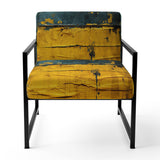 Ukraine Revisted Distressed Yellow On Teal - Modern Accent Slipper Chair