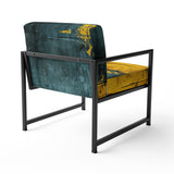 Ukraine Revisted Distressed Yellow On Teal - Modern Accent Slipper Chair